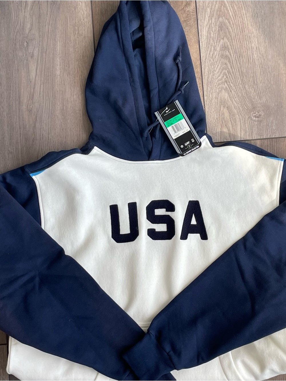 Nike White Pullover Sweatshirt with Navy USA Lettering
